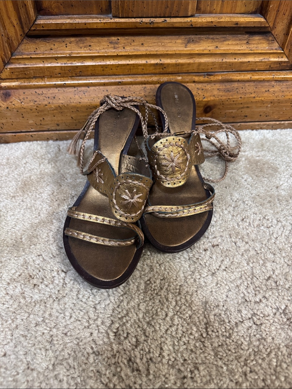 Bronze tassel tie Nine West sandals